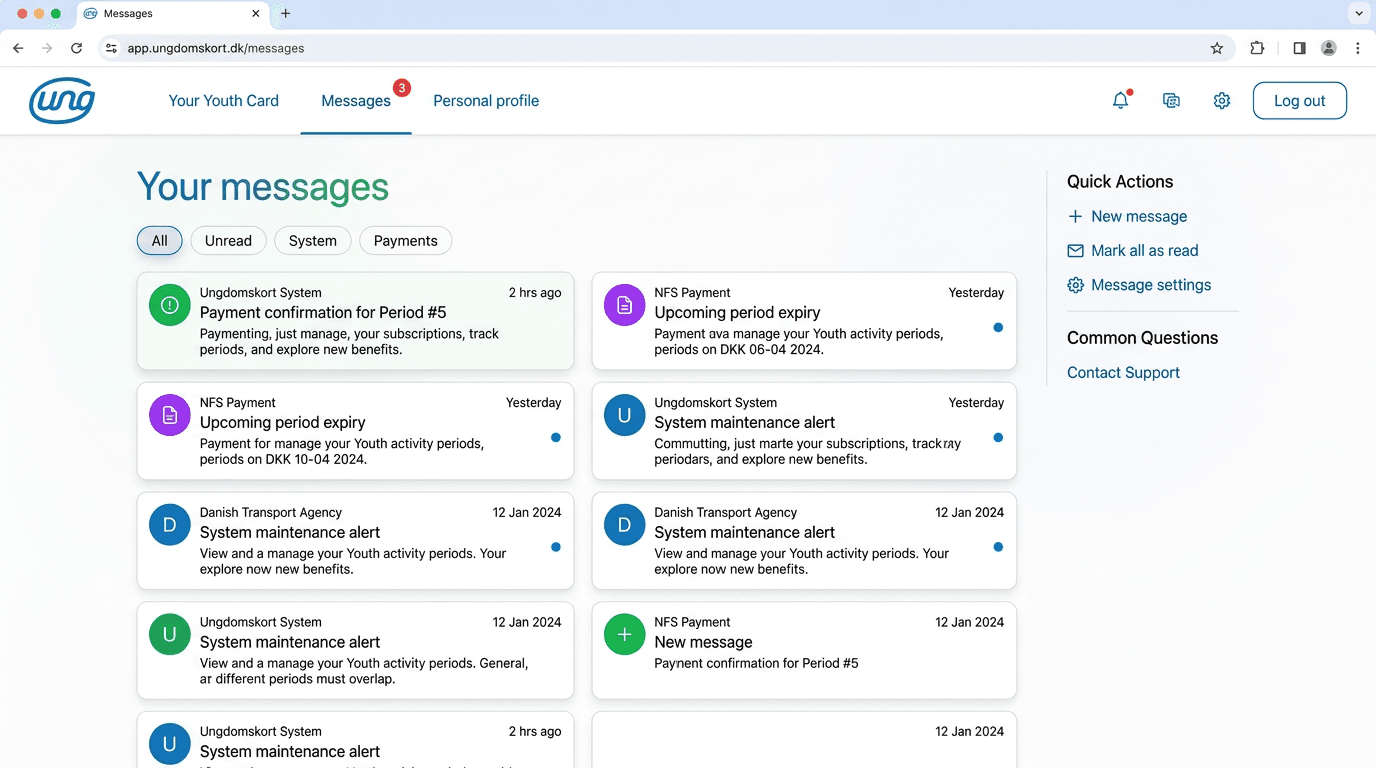 Redesigned Student Message Center