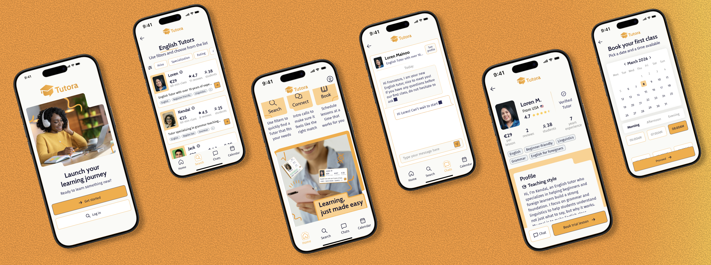 Tutora app screens